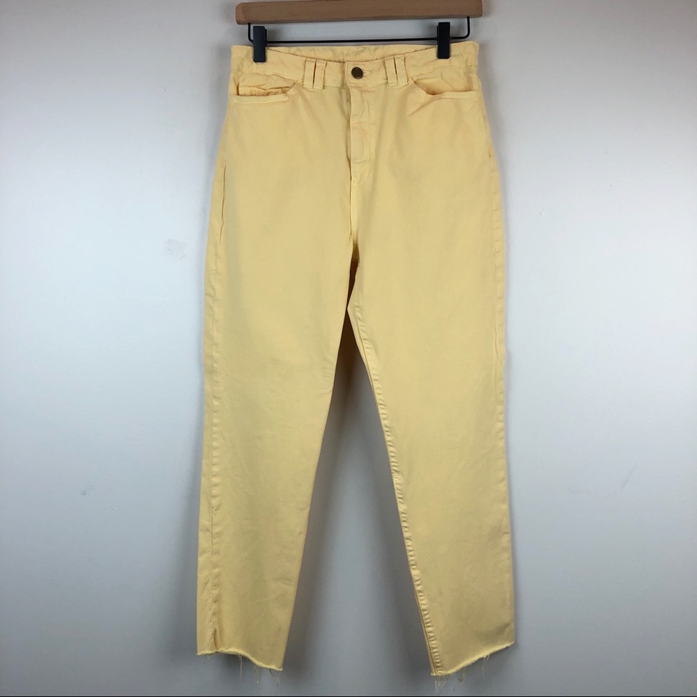 AMERICAN APPAREL High Rise Raw Hem Straight Jean